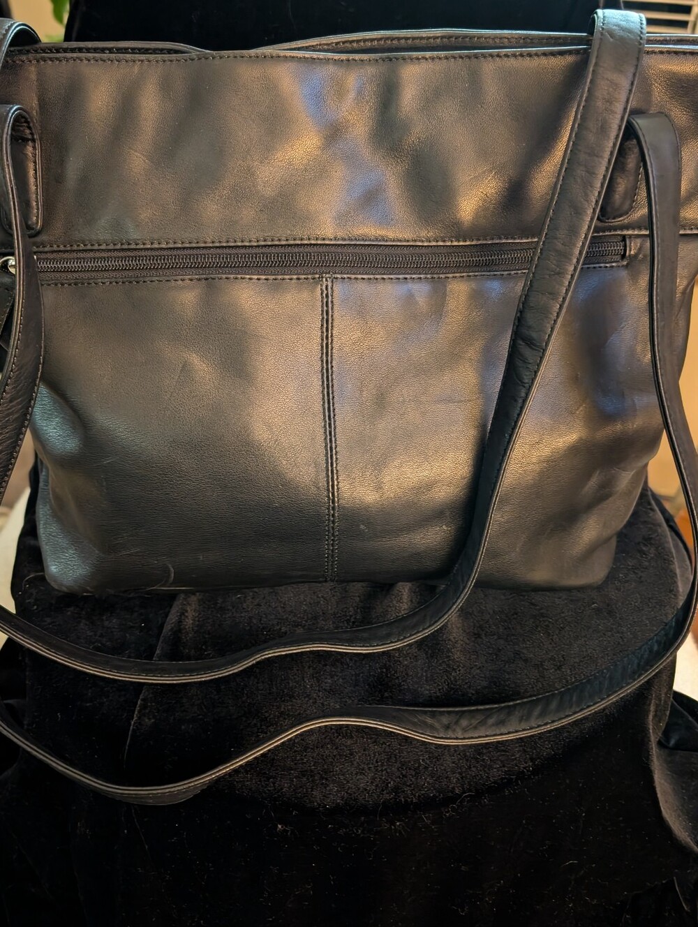 Classic Black Leather  Crossbody Bag